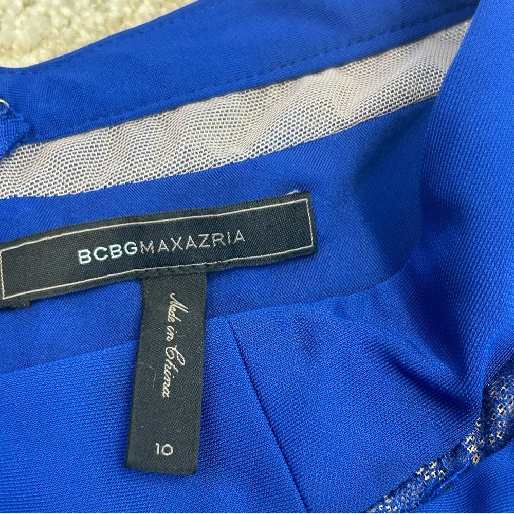 BCBGMAXAZRIA Sophee Cobalt Royal Blue Lace sleeveless Gown Maxi Dress 10 V Neck - Picture 10 of 14